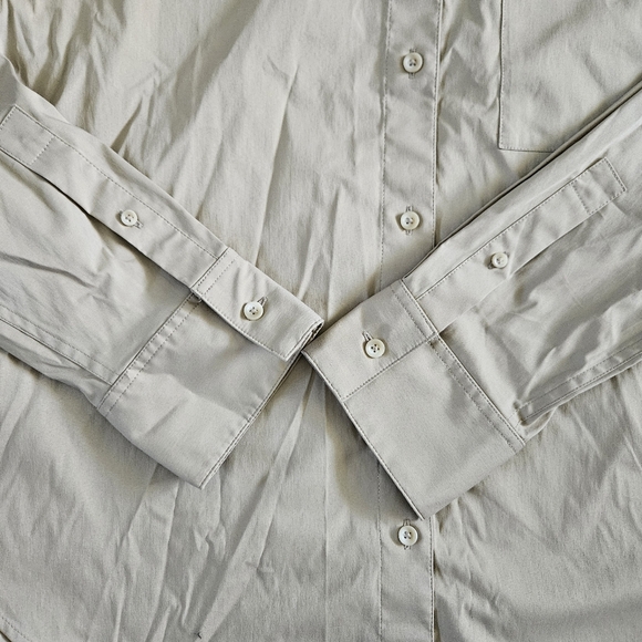 Lululemon Cotton-Blend Poplin Button-Down Shirt CMPK Camp Khaki Women's Size L - Picture 2 of 7